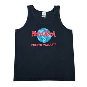 Vintage Hard Rock Cafe Puerto Vallarta Tank Top Shirt Black Mens Large